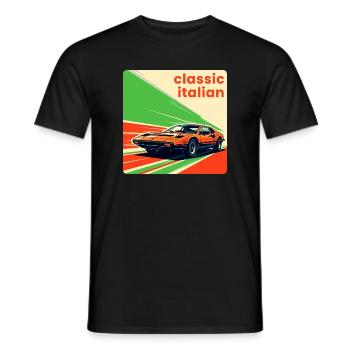 Klassischer italienischer Sportwagen - Männer T-Shirt - Schwarz - Vorne - AI Model Male 178 light (178cm)