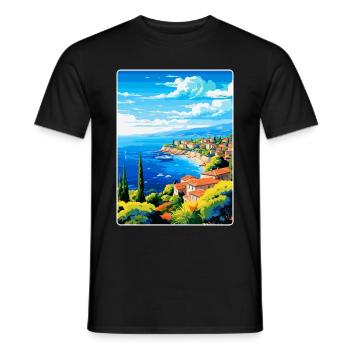 Côte d Azur Frankreich Vintage Reiseplakat Souvenir - Männer T-Shirt - Schwarz - Vorne - AI Model Male 178 light (178cm)