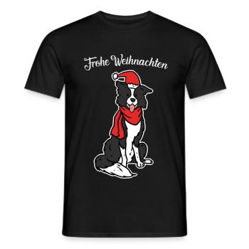 Flitzender Border Collie Weihnachtsmann - Männer T-Shirt - Schwarz - Vorne - AI Model Male 178 light (178cm)