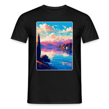Lago Maggiore Schweiz Vintage Reiseplakat - Männer T-Shirt - Schwarz - Vorne - AI Model Male 178 light (178cm)