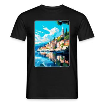 Skradin Kroatien Vintage Reiseplakat Souvenir WPA - Männer T-Shirt - Schwarz - Vorne - AI Model Male 178 light (178cm)