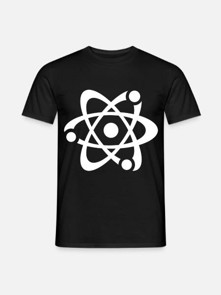 Weißes Atom-Symbol auf Schwarz - Männer T-Shirt - Schwarz
