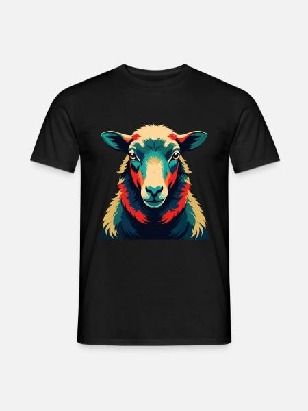 Schaf Cartoon Figur Buntes Haustier Tier - Männer T-Shirt - Schwarz