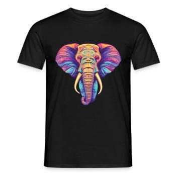 Elefant Bunte Aquarell-Tierillustration - Männer T-Shirt - Schwarz - Vorne - AI Model Male 178 light (178cm)