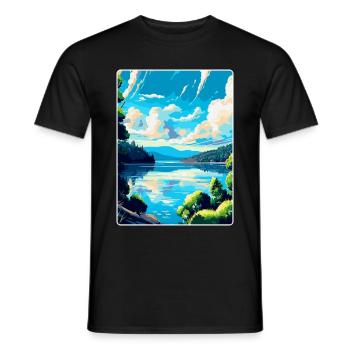 Donau Europa Vintage Reiseplakat Souvenir - Männer T-Shirt - Schwarz - Vorne - AI Model Male 178 light (178cm)
