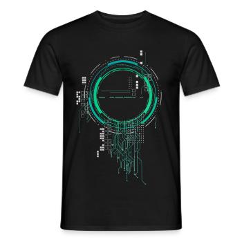 cpu pc platine raumschiff code nerd pc pixel coder - Männer T-Shirt - Schwarz - Vorne - AI Model Male 178 light (178cm)