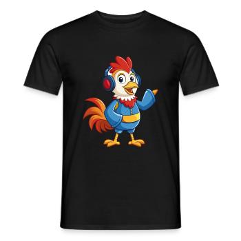 Hahn Lustige Zeichentrickfigur Kopfhörer Musik - Männer T-Shirt - Schwarz - Vorne - AI Model Male 178 light (178cm)