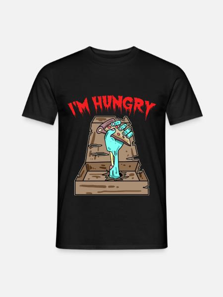 Zombie Pizza Ich habe Hunger - Männer T-Shirt - Schwarz
