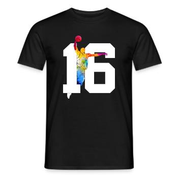 NUMBER 16 BASKETBALL 16TH BIRTHDAY - Men's T-Shirt - black - Front - AI Model Male 178 light (178cm)