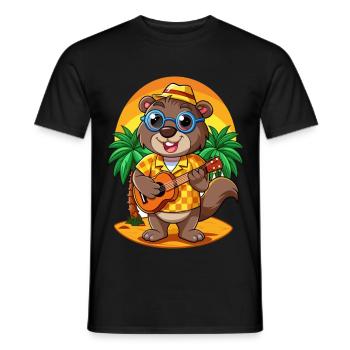 Lustige Biber Cartoon Sommer Strand Sonnenbrille - Männer T-Shirt - Schwarz - Vorne - AI Model Male 178 light (178cm)