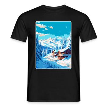 Meribel France Vintage Travel Poster Souvenir WPA - Men's T-Shirt - black - Front - AI Model Male 178 light (178cm)