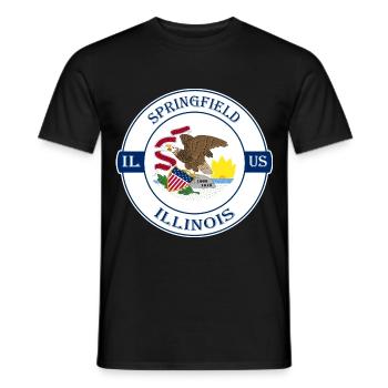 Springfield Illinois Flagge USA Souvenir Abzeichen - Männer T-Shirt - Schwarz - Vorne - AI Model Male 178 light (178cm)
