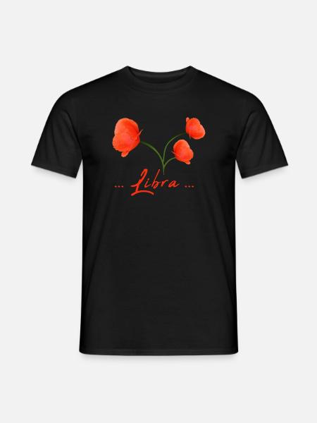 Waage Sternzeichen Waage Mohnblume Mohn - Männer T-Shirt - Schwarz