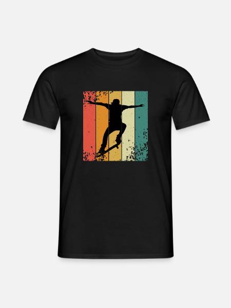 Retro-Skate-Silhouette auf farbigen Panels - Männer T-Shirt - Schwarz