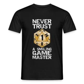 Never trust A Smiling Game Master Würfelspiel - Männer T-Shirt - Schwarz - Vorne - AI Model Male 178 light (178cm)