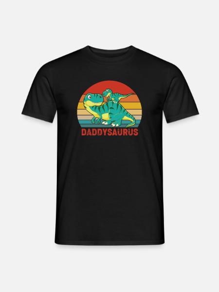 Dinosaurier Daddysaurus Papasaurus Geschenk - Männer T-Shirt - Schwarz