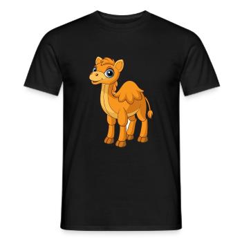 Kamel Niedliche Maskottchen Zeichentrickfigur Kawaii - Männer T-Shirt - Schwarz - Vorne - AI Model Male 178 light (178cm)
