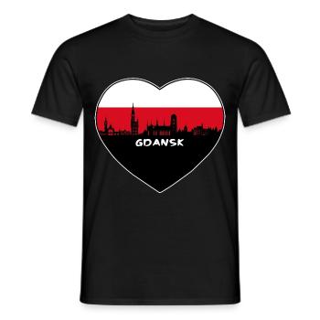 Danzig Polen Flagge Skyline Reise Souvenir - Männer T-Shirt - Schwarz - Vorne - AI Model Male 178 light (178cm)