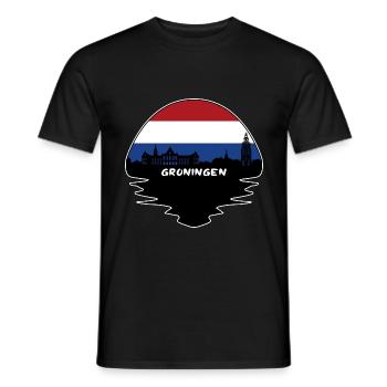 Groningen Niederlande Flagge Skyline Silhouette Trav - Männer T-Shirt - Schwarz - Vorne - AI Model Male 178 light (178cm)