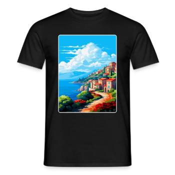 Elba Italien Vintage Reiseplakat Souvenir Souvenir - Männer T-Shirt - Schwarz - Vorne - AI Model Male 178 light (178cm)