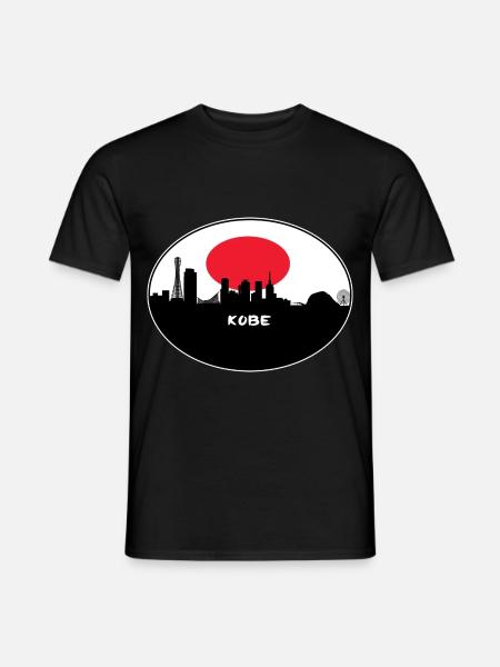 Kobe-Japan-Flaggen-Skyline-Schattenbild-Reise - Männer T-Shirt - Schwarz