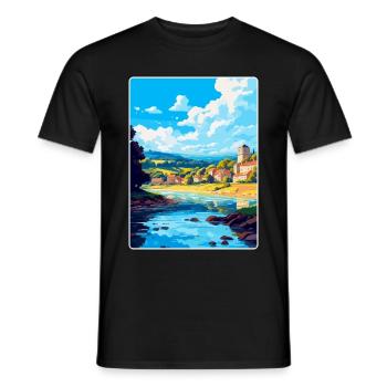 Dordogne France Affiche de voyage vintage Souvenir WPA - T-shirt homme - noir - Devant - AI Model Male 178 light (178cm)