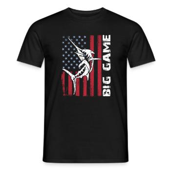Marlin sauteur avec drapeau américain Pêche en haute mer - T-shirt homme - noir - Devant - AI Model Male 178 light (178cm)