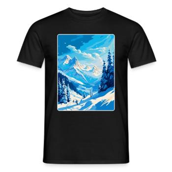 St Anton Am Arlberg Austria Vintage Travel Poster - Men's T-Shirt - black - Front - AI Model Male 178 light (178cm)