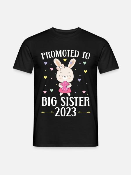 Zur großen Schwester befördert 2023 Schwesterchen - Männer T-Shirt - Schwarz