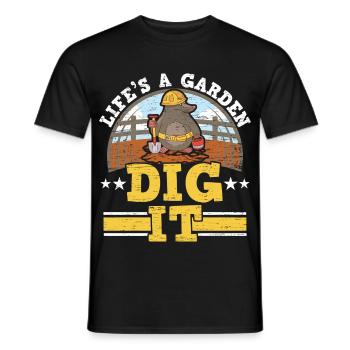 Das Leben ist ein Garten Grab es Maulwurfliebhaber - Männer T-Shirt - Schwarz - Vorne - AI Model Male 178 light (178cm)