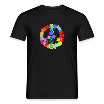 Hippi Blumenkranz Frieden und Liebe - Männer T-Shirt - Schwarz - Vorne - AI Model Male 178 light (178cm)