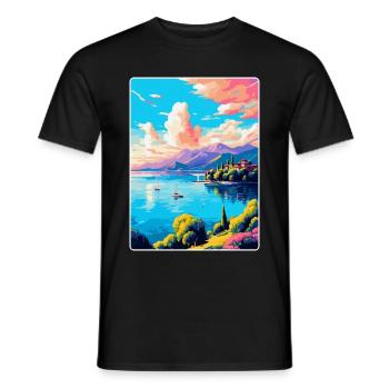 Lago Maggiore Schweiz Vintage Reiseplakat - Männer T-Shirt - Schwarz - Vorne - AI Model Male 178 light (178cm)