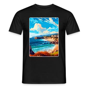 Cantabrie Espagne Affiche de voyage vintage Souvenir WPA - T-shirt homme - noir - Devant - AI Model Male 178 light (178cm)