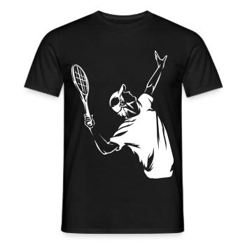 Spritziger Aufschlag Rasentennis - Männer T-Shirt - Schwarz - Vorne - AI Model Male 178 light (178cm)