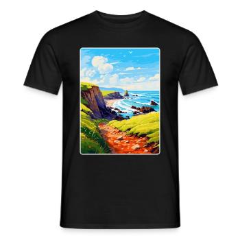 Hartland Quay Devon Vintage Travel Poster Souvenir - Men's T-Shirt - black - Front - AI Model Male 178 light (178cm)
