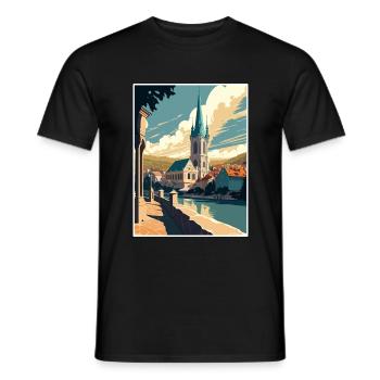 Krems An der Donau Österreich Vintage Reiseposter - Männer T-Shirt - Schwarz - Vorne - AI Model Male 178 light (178cm)