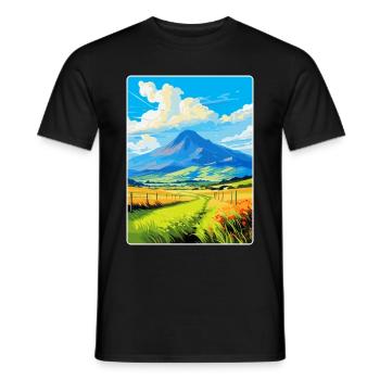 Mourne Mountains Vintage Reise Poster Souvenir - Männer T-Shirt - Schwarz - Vorne - AI Model Male 178 light (178cm)