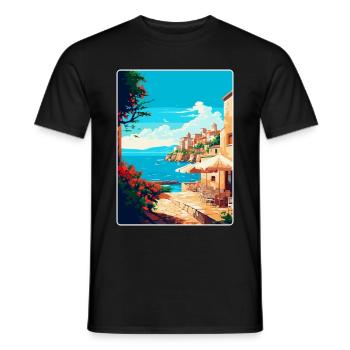 Rhodes Grèce Vintage Voyage Poster WPA Souvenir - T-shirt homme - noir - Devant - AI Model Male 178 light (178cm)