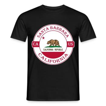 Santa Barbara California Flagge USA Souvenir Logo - Männer T-Shirt - Schwarz - Vorne - AI Model Male 178 light (178cm)