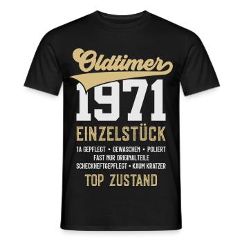 55. GEBURTSTAG OLDTIMER 1971 - Männer T-Shirt - Schwarz - Vorne - AI Model Male 178 light (178cm)