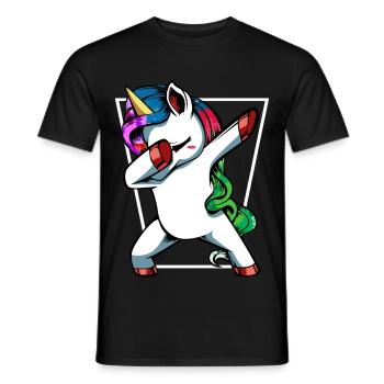 Unicorn Dab with Rainbow - Men's T-Shirt - black - Front - AI Model Male 178 light (178cm)