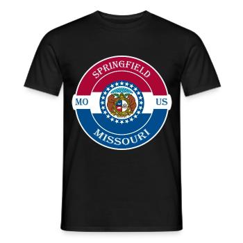Springfield Missouri Flagge USA Souvenir Abzeichen - Männer T-Shirt - Schwarz - Vorne - AI Model Male 178 light (178cm)