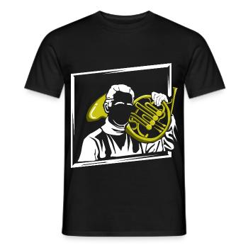 Festliches Waldhorn Blasmusik - Männer T-Shirt - Schwarz - Vorne - AI Model Male 178 light (178cm)