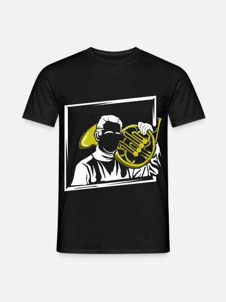 Festliches Waldhorn Blasmusik - Männer T-Shirt - Schwarz