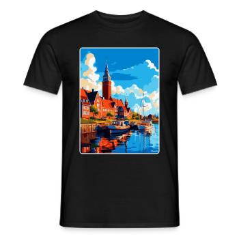 Halmstad Schweden Vintage Reiseplakat Souvenir WPA - Männer T-Shirt - Schwarz - Vorne - AI Model Male 178 light (178cm)