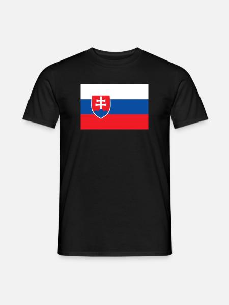 Slowakei – Flagge der Slowakei mit Wappen - Männer T-Shirt - Schwarz