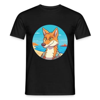 Kojote Aquarell Cartoon Kawaii Clipart Tier - Männer T-Shirt - Schwarz - Vorne - AI Model Male 178 light (178cm)