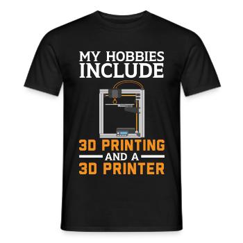 Zu meinen Hobbys gehören 3D-Druck und ein 3D-Druck - Männer T-Shirt - Schwarz - Vorne - AI Model Male 178 light (178cm)