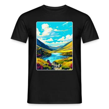 Wicklow Mountains Irland Vereinigtes Königreich Vintage Reiseposter - Männer T-Shirt - Schwarz - Vorne - AI Model Male 178 light (178cm)