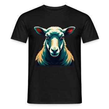 Schaf Cartoon Figur Buntes Haustier Tier - Männer T-Shirt - Schwarz - Vorne - AI Model Male 178 light (178cm)